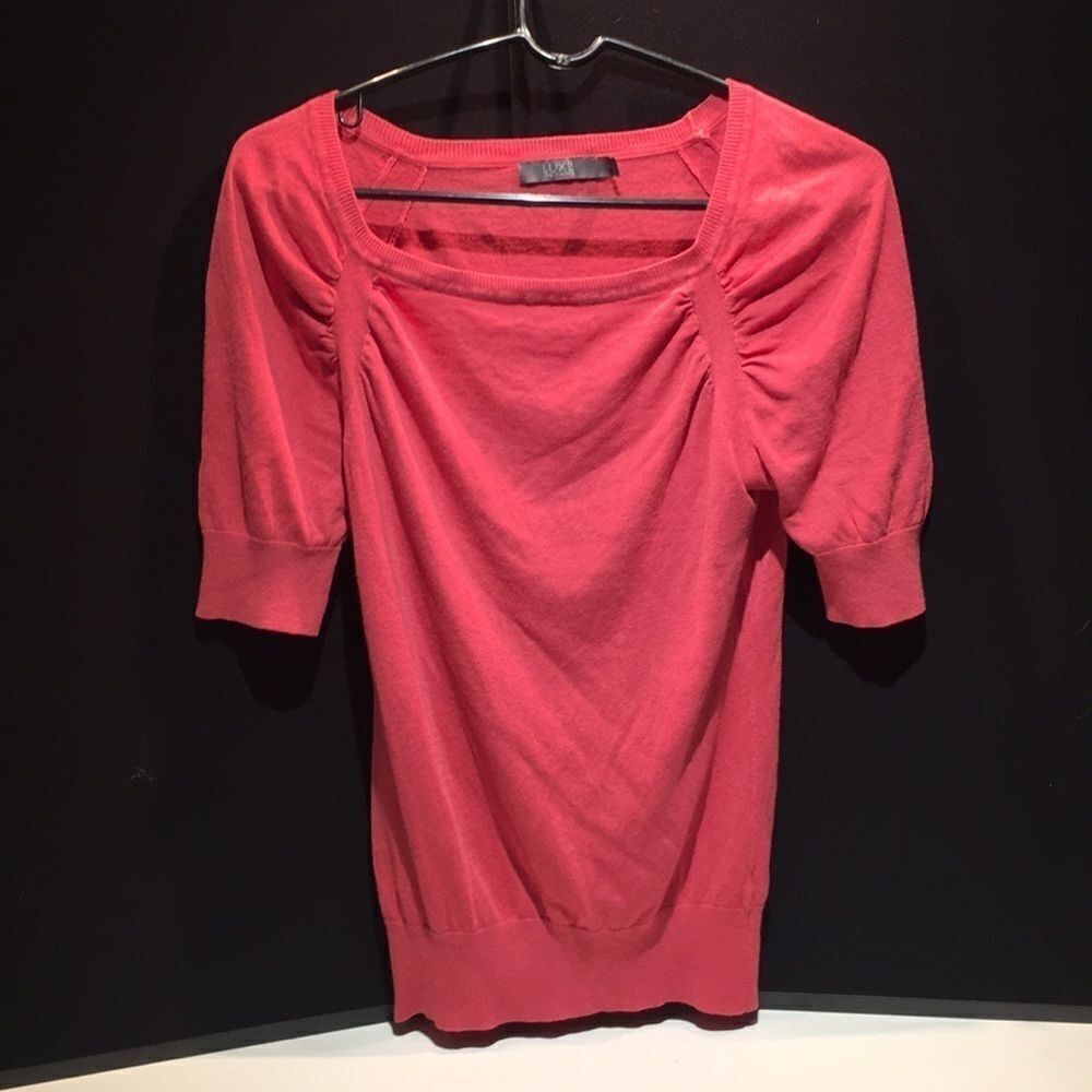 Luxe by The Limited Coral/Salmon Half Sleeve Blouse - Size Medium